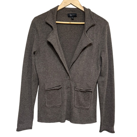 Aqua Cashmere Knit Blazer Cardigan Womens L Soft Relaxed Jacket Academia Artsy - Picture 1 of 11